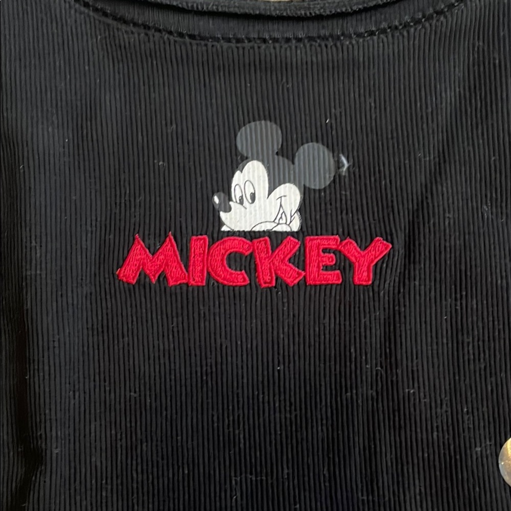 Disney Blue Jean Shorts with Mickey Mouse Design Disney Black Tank Top - Picture 3 of 5